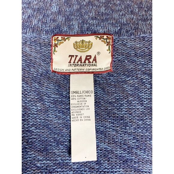 Tiara Cardigan Sweater Blue Small Winter Christmas - Picture 7 of 8